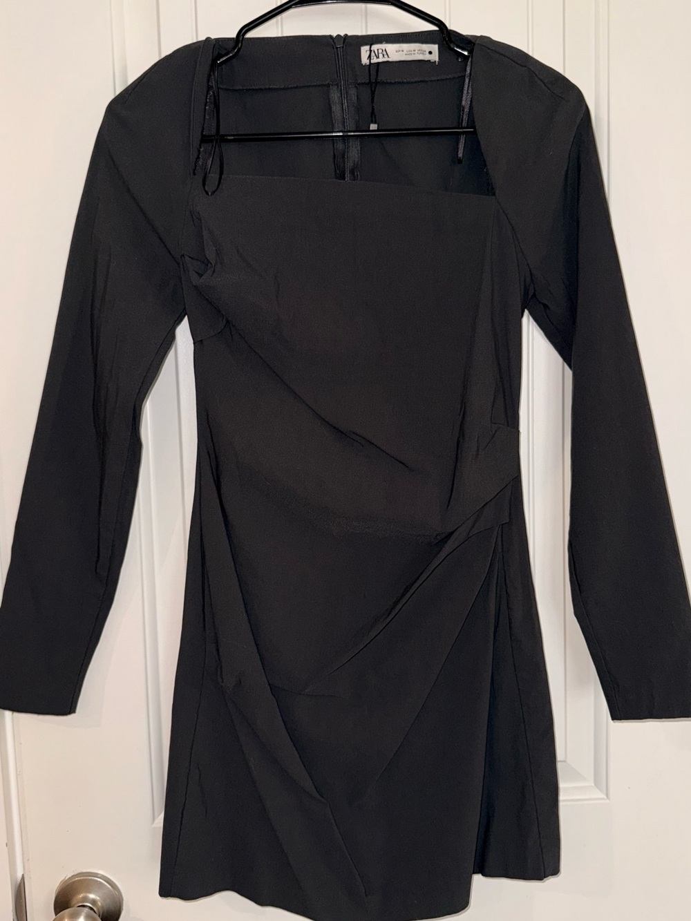 Zara Dark Grey Asymmetric Long Sleeve Bodycon Mini Dress Size Medium